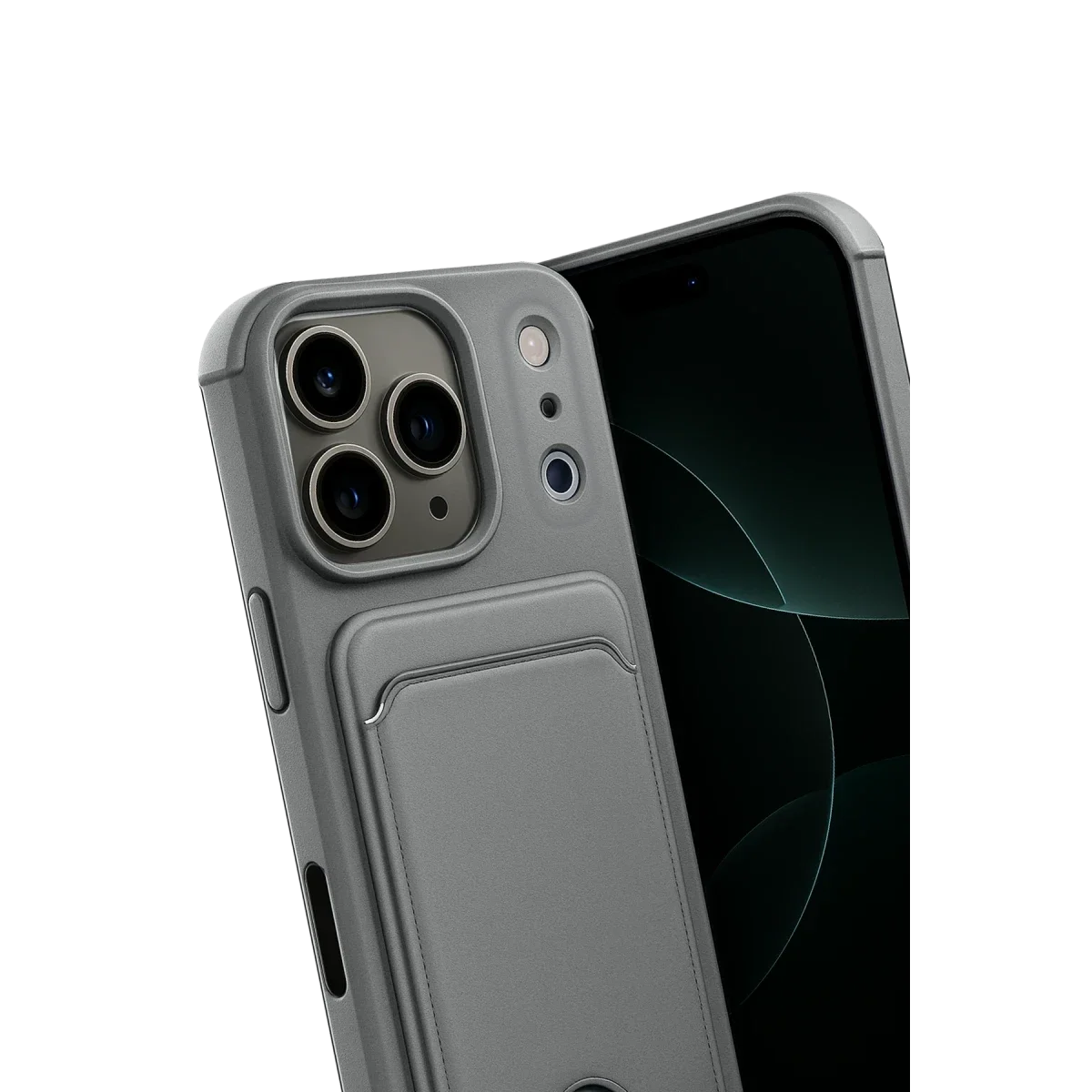Apple iPhone 17 Pro Max Kelvin Kartvizitli Silikon - Gri görsel 3