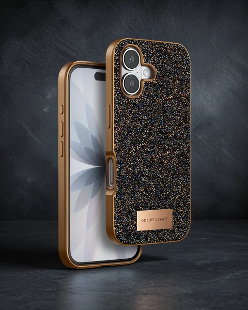 Onegif Apple İphone 17 Bright Simli Kapak - Gold
