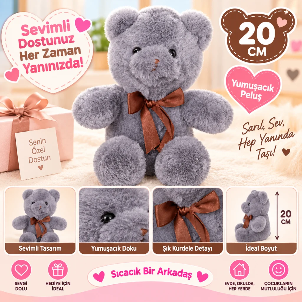 4769 Peluş Ayı Kurdelalı 20 Cm 4R görsel 2
