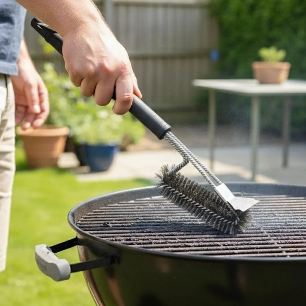 Mangal Izgara Temizleme Fırçası – Paslanmaz Çelik Telli, Uzun Saplı Grill Temizlik Aparatı Mangal Temizlik Fırçası görsel 5