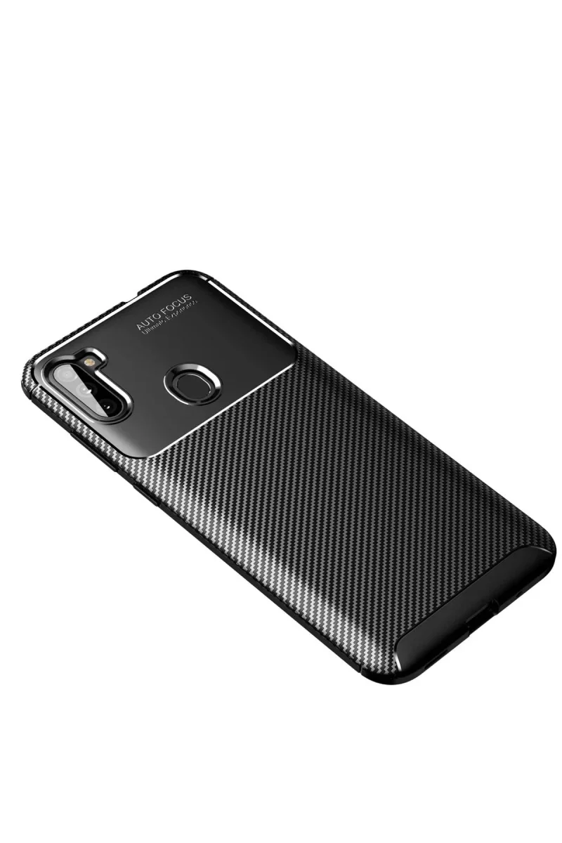 Samsung Galaxy A11 Kılıf Auto Focus Karbon Kapak - Siyah