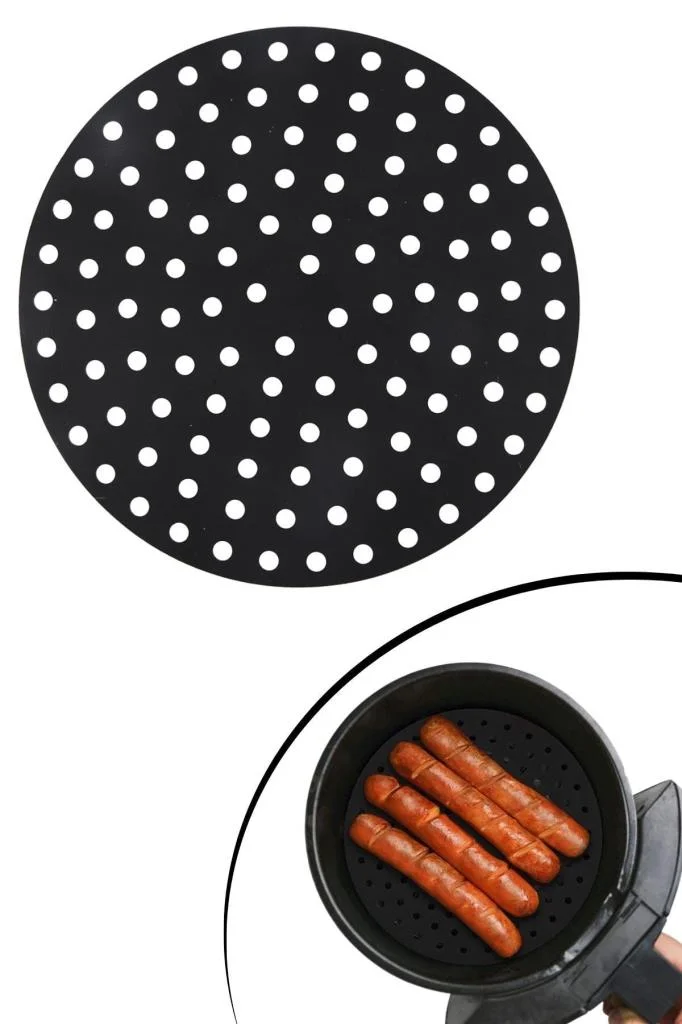 Renkli Isıya Dayanıklı Yıkanılabilir Silikon Fırın Ve Airfryer Yuvarlak Pişirme Matı 23 Cm (adet fiyatıdır) görsel 3
