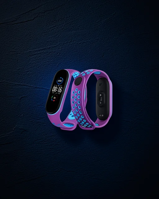 Xiaomi Mi Band 6 Spor Delikli Kordon - Mor-mavi
