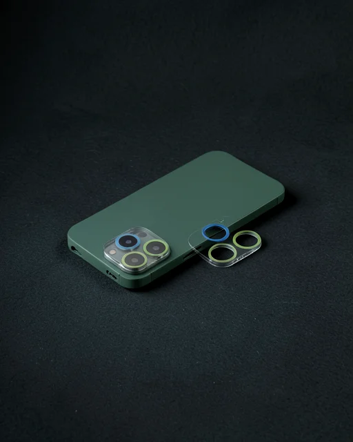 Apple İphone 13 Pro Max Renkli Kamera Lens Koruma Cam - Yeşil-sarı