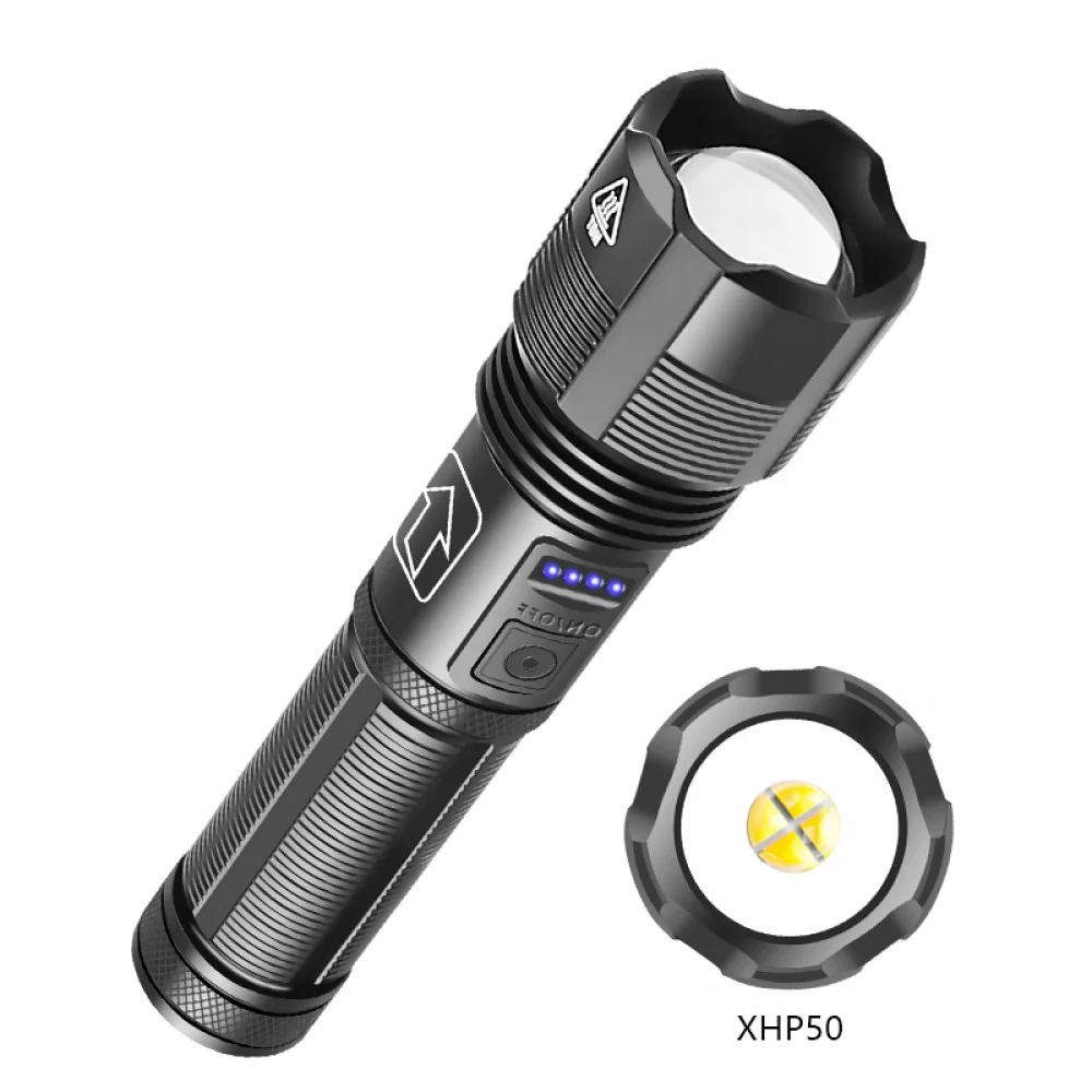PS-1600 Süper Parlak LED Zoomlu 5 Mod Su Geçirmez Profesyonel Şarjlı El Feneri görsel 7