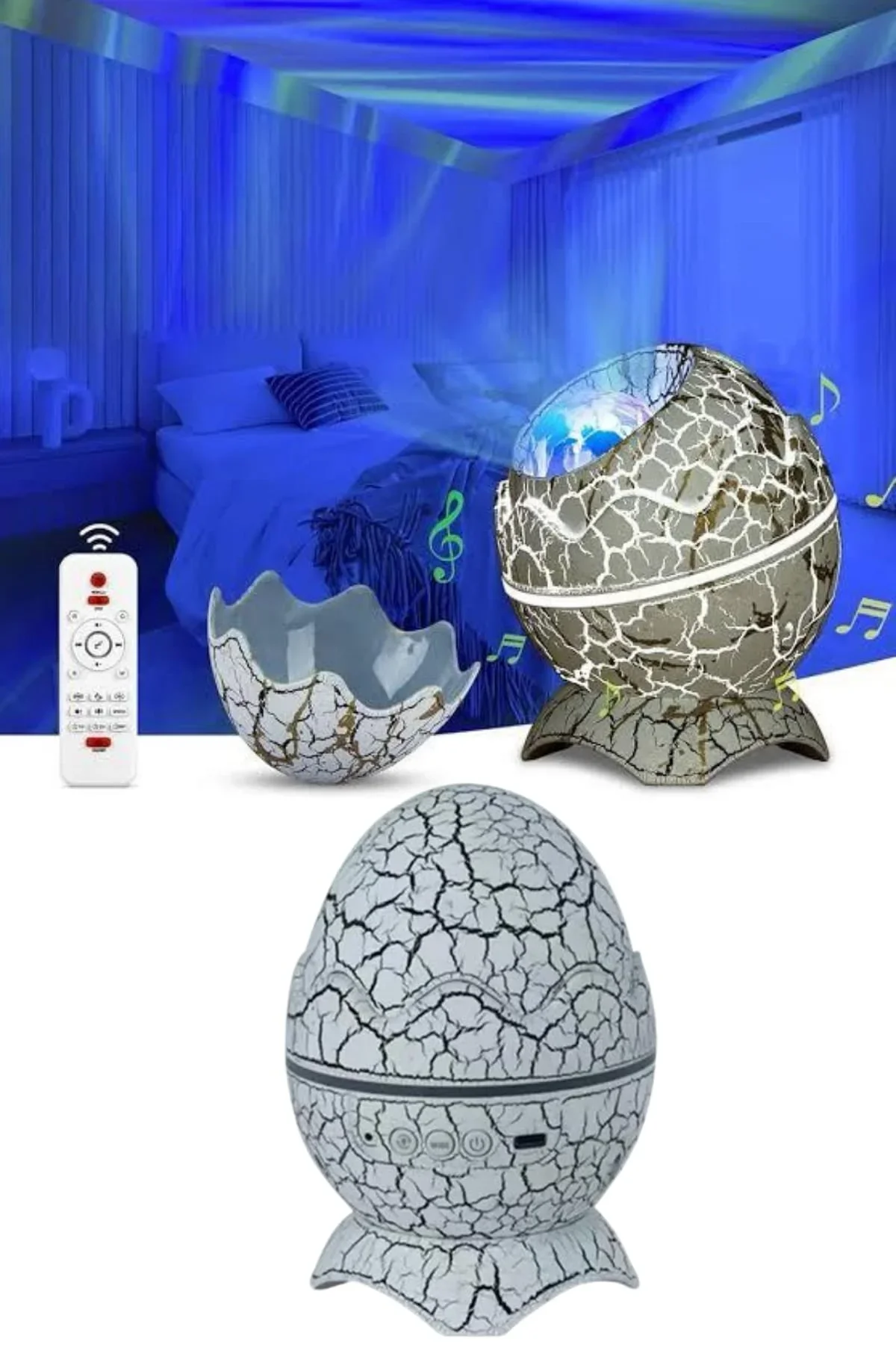 Gece Lambası Yumurta Işık Speaker Yeni Nesil Dinozor Yumurtası Görünümlü görsel 2