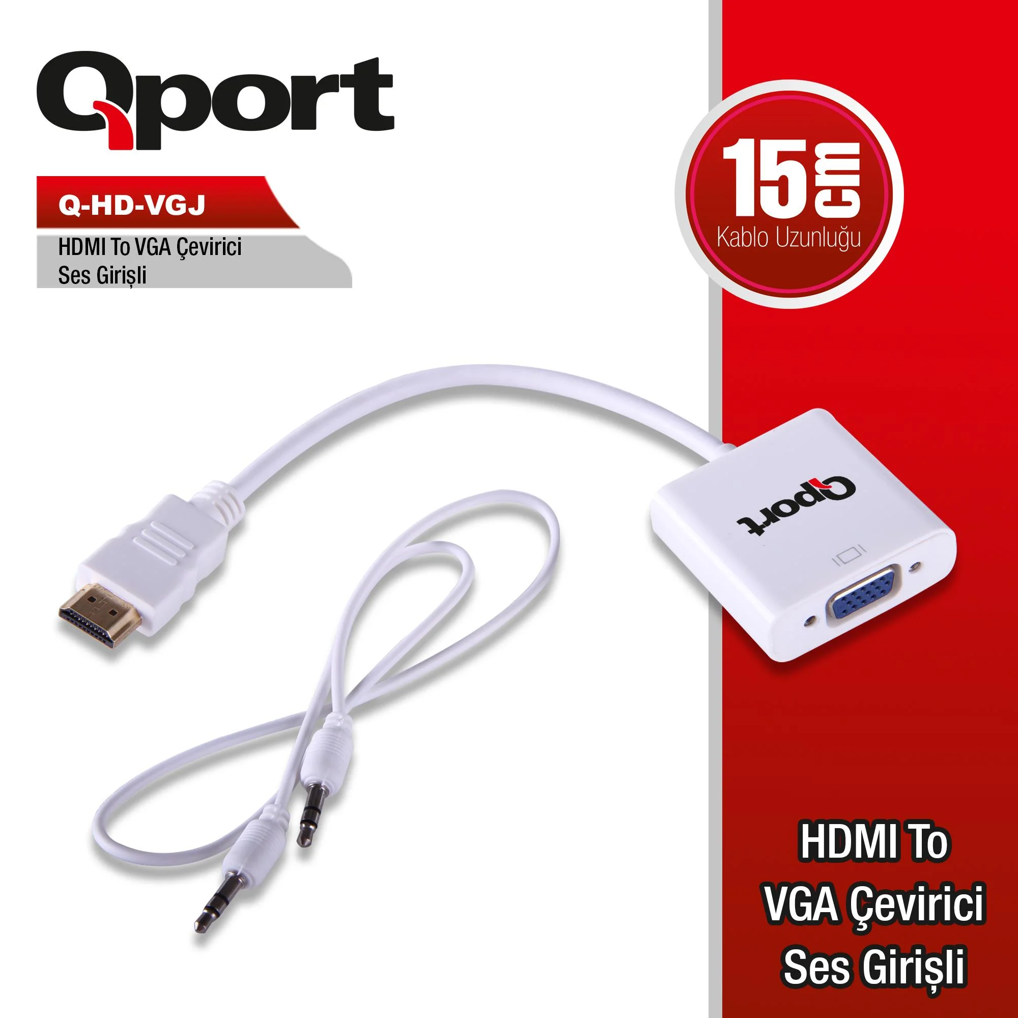 Q-hd-vgj Hdmı To Vga Cevırıcı+ Ses Jack