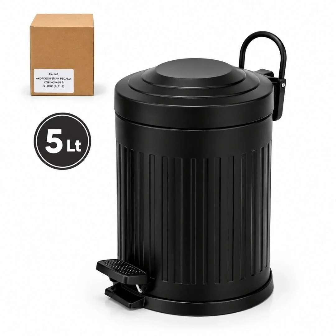 Siyah Amortisörlü 5 L Pedallı Çöp Kovası görsel 2