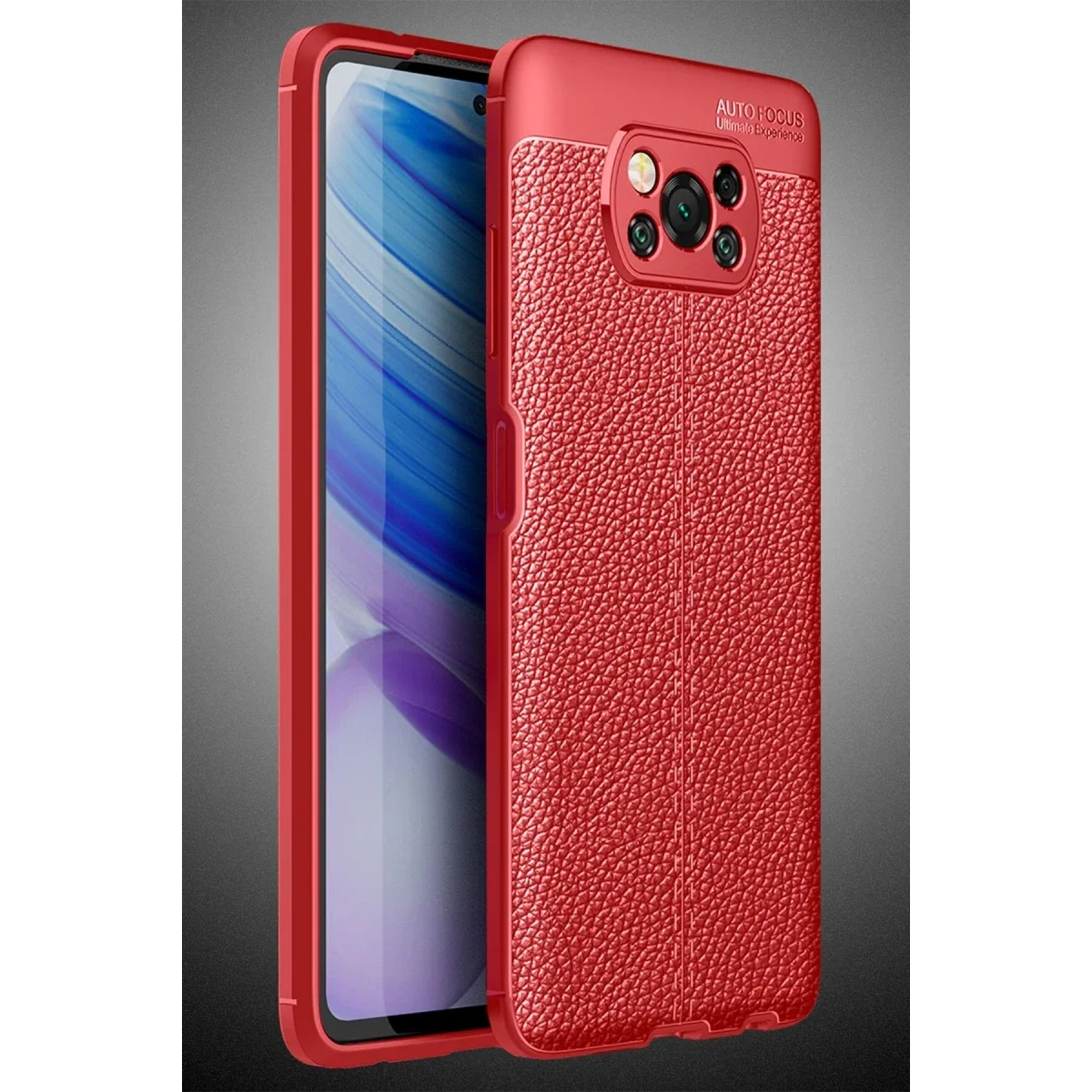 Xiaomi Pocophone X3 Kılıf Auto Focus Kapak - Kırmızı görsel 2