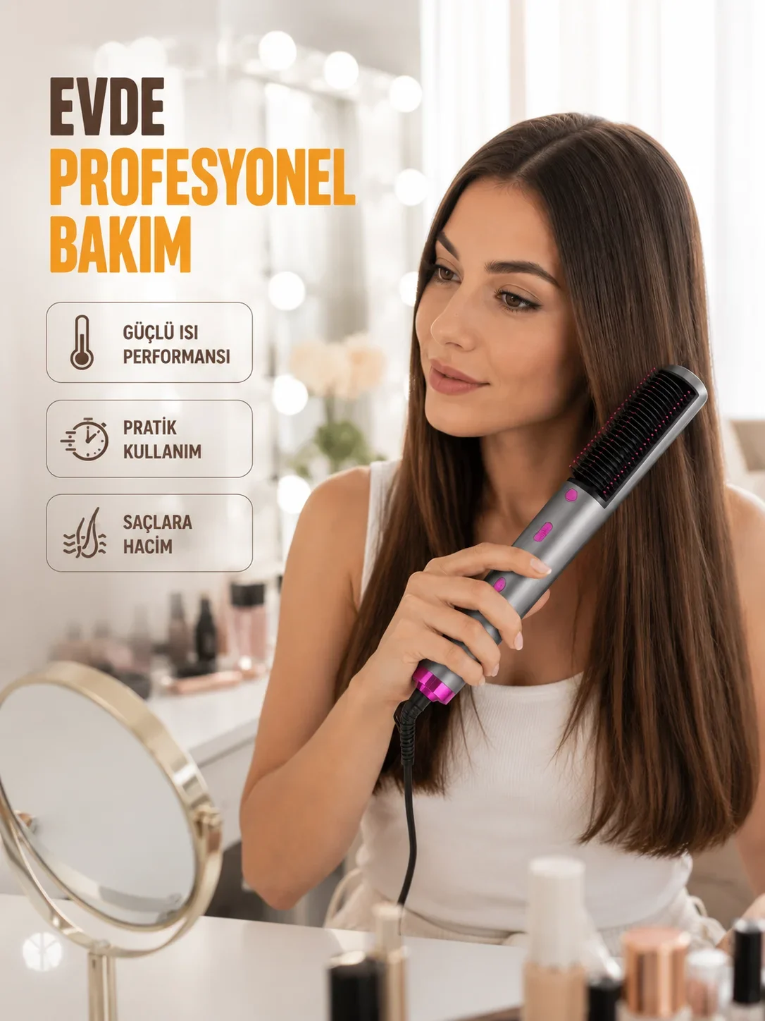 Ergonok Tasarımlı Hafif ve Taşınabilir Sıcak Hava Fırçası