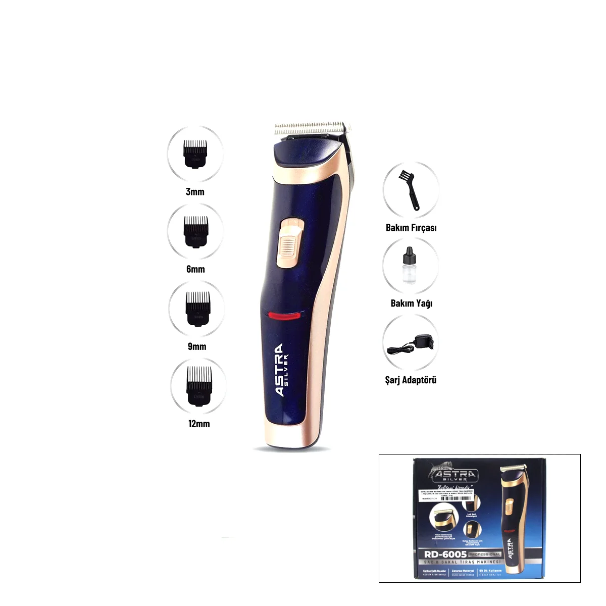 Saç Sakal Traş Makinesi - Fiş Şarjlı LED Göstergeli görsel 4