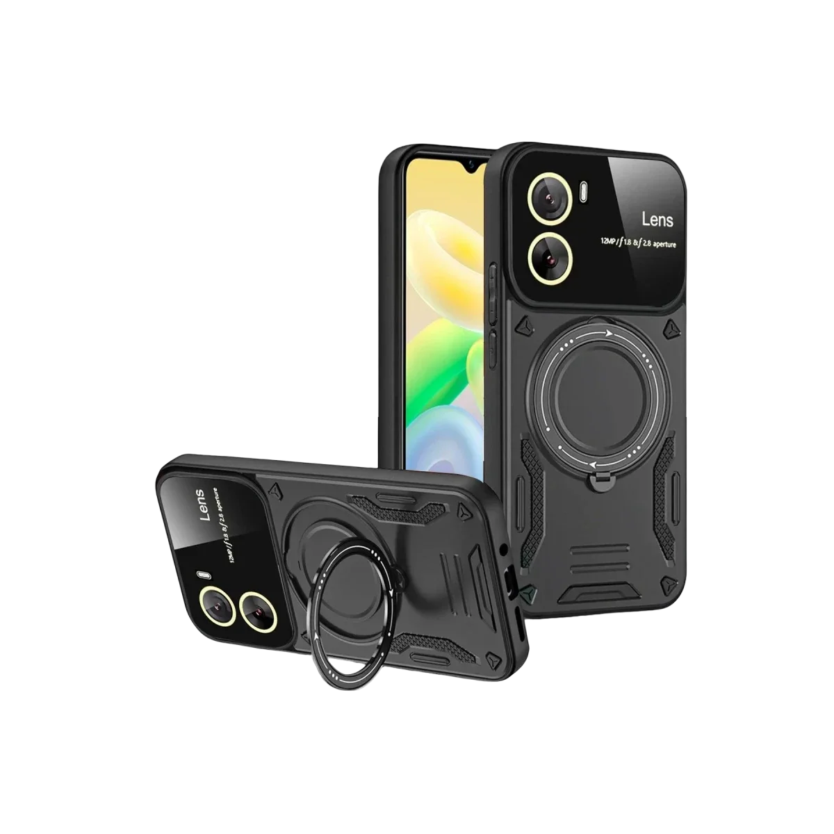Vivo Y16 Kılıf Joy Lens Standlı Kapak - Siyah