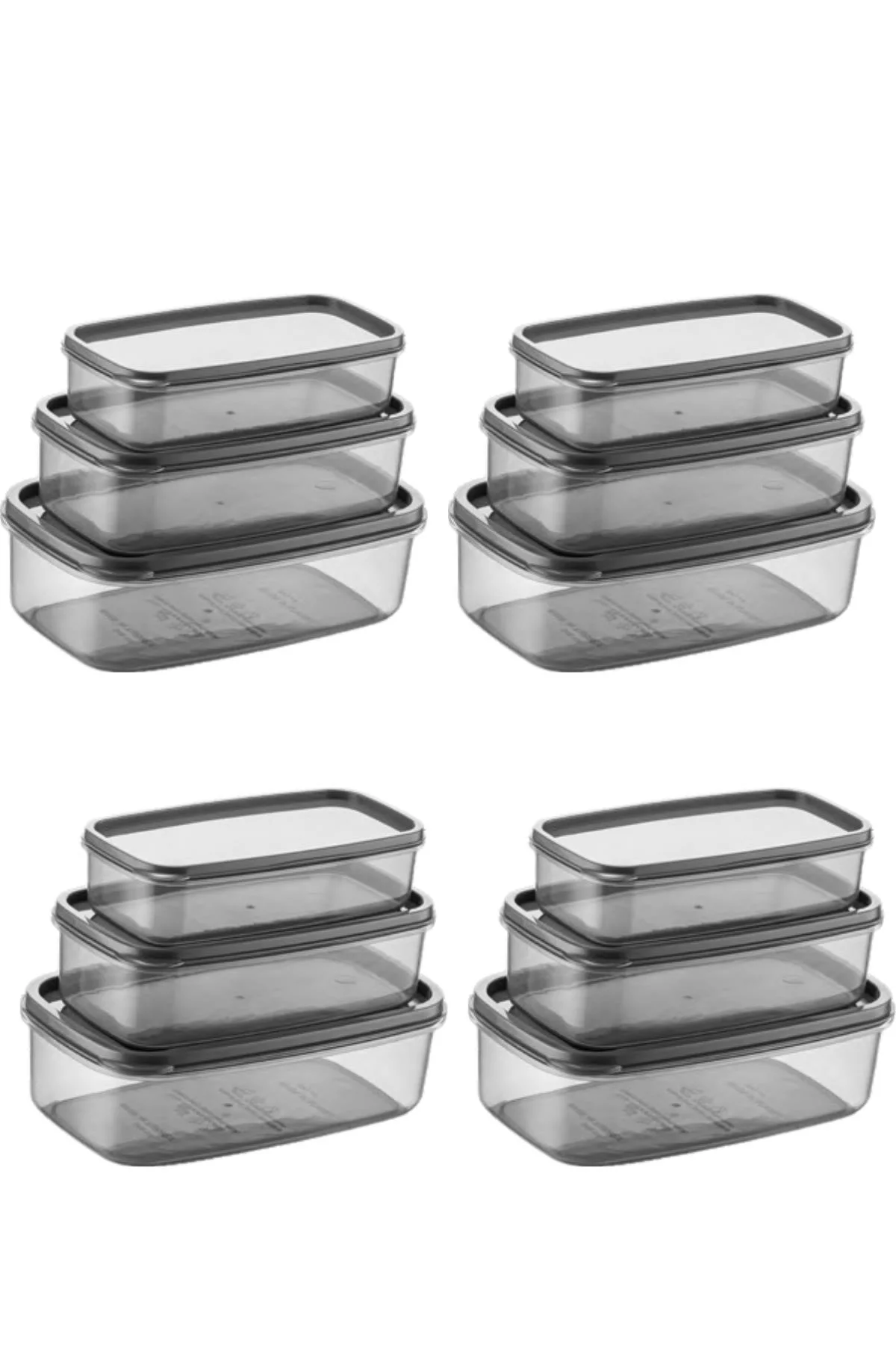 Oval 12 Parça Hava Almaz Sızdırmaz Saklama Kabı Seti Füme 4x(300/500/800 ml) görsel 2