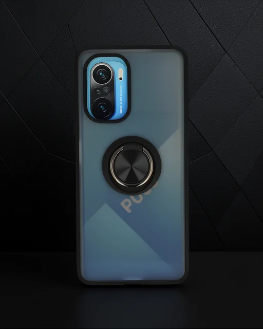 Xiaomi Redmi K40 Kılıf Montreal Yüzüklü Silikon Kapak - Siyah