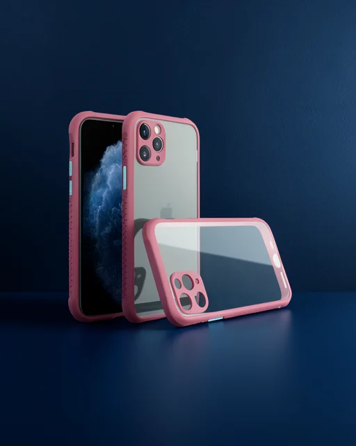 Apple İphone 11 Pro Max Kılıf Miami Şeffaf Silikon - Fuşya