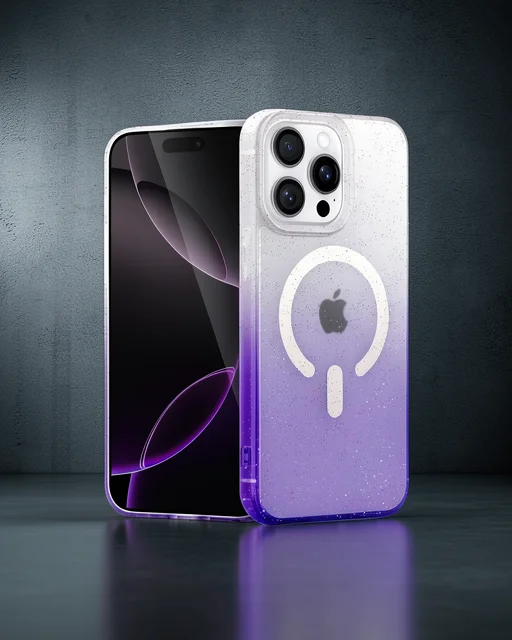 Apple İphone 14 Pro Pummel Shiny Magsafe Kapak - Mor
