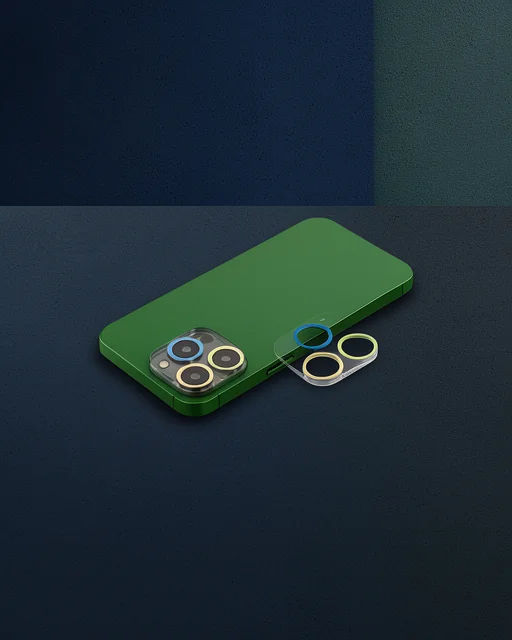 Apple İphone 13 Pro Renkli Kamera Lens Koruma Cam - Yeşil-sarı