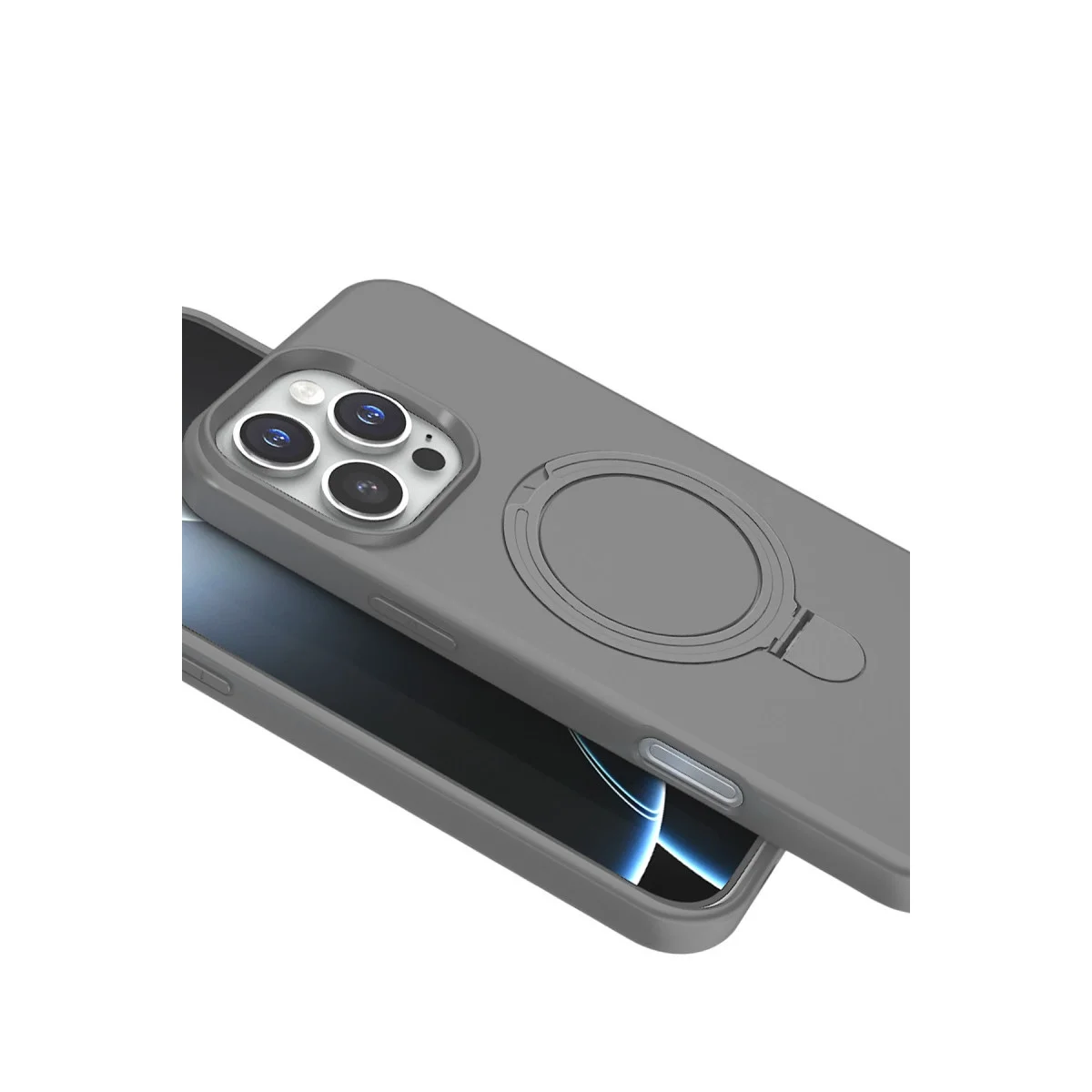 Apple İphone 16 Pro Regal Magsafe Standlı Kapak - Titan Gri görsel 4