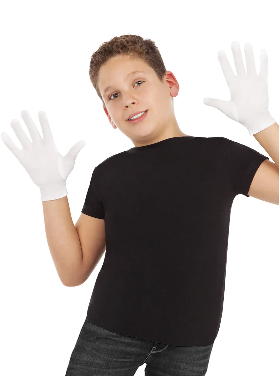 Beyaz Renk Çocuk Boy Likralı Pandom Eldiveni görsel 3