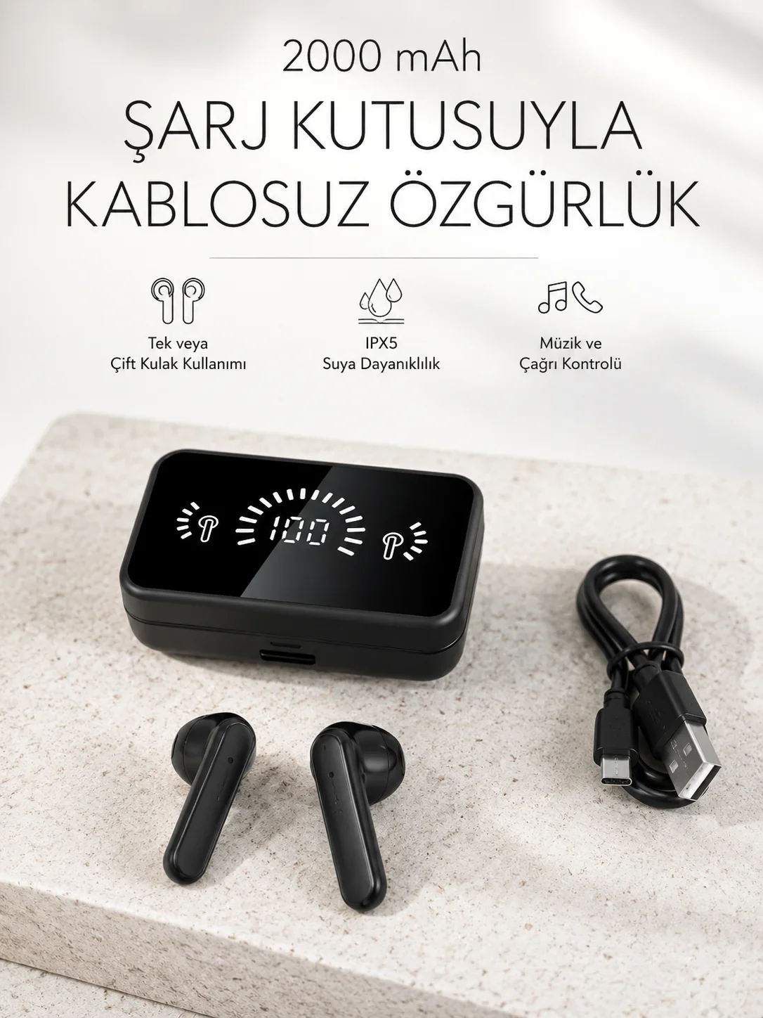 Bluetooth 5.1 Destekli bluetooth kulaklık – ANC ve Stereo Sesli