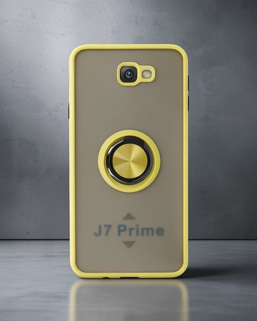 Samsung Galaxy J7 Prime Kılıf Montreal Yüzüklü Silikon Kapak - Sarı