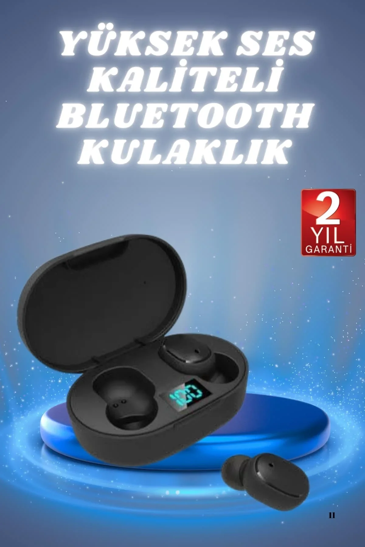 Kulaklık Dijital Göstergeli Bluetooth Bağlantılı Kablosuz Kulak İçi krofonlu Dokunmatik Kontrol
