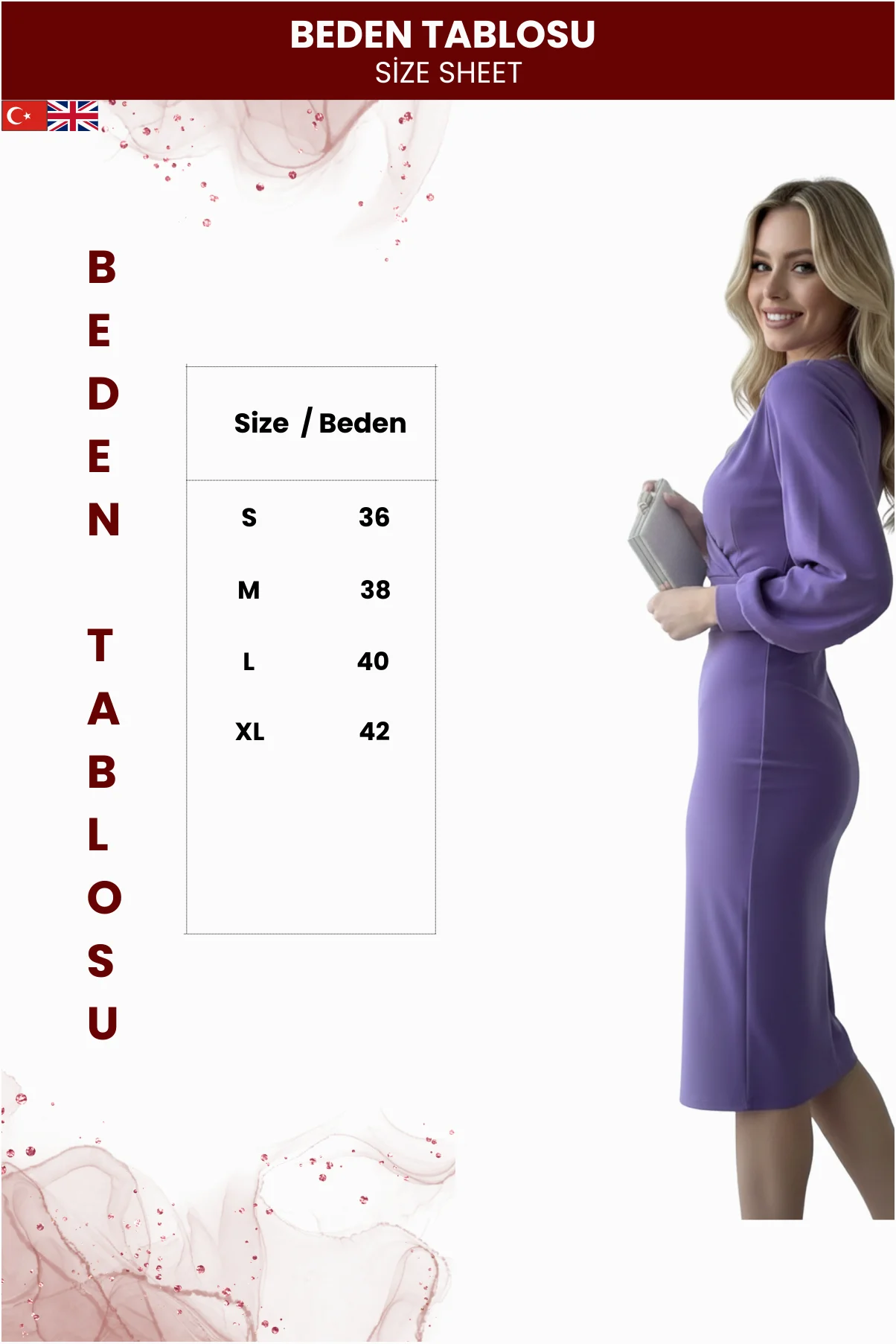 Kadın Manşetli Şık Krep Elbise görsel 3