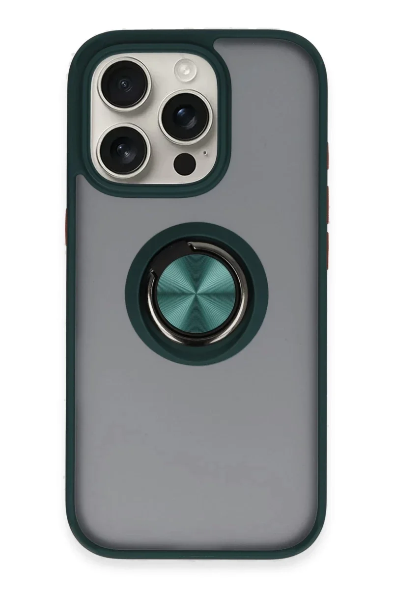 Apple iPhone 16 Pro Max Kılıf Montreal Yüzüklü Silikon Kapak - Yeşil