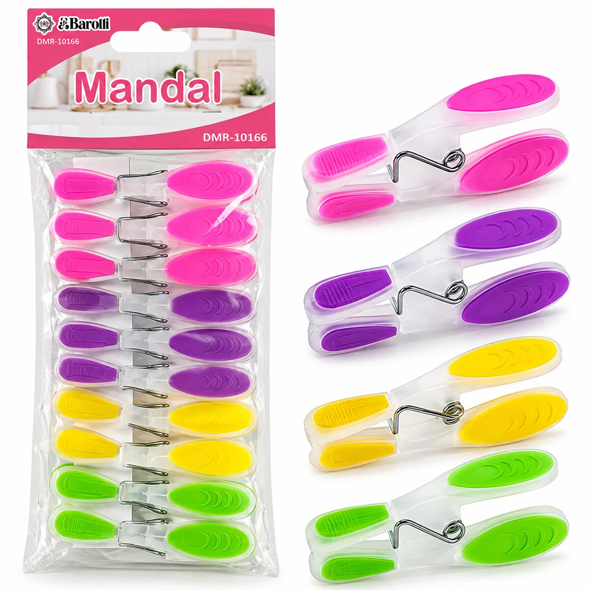10PCS Renkli Silikon Ağız - Bas-aç Şeffaf Plastik Mandal