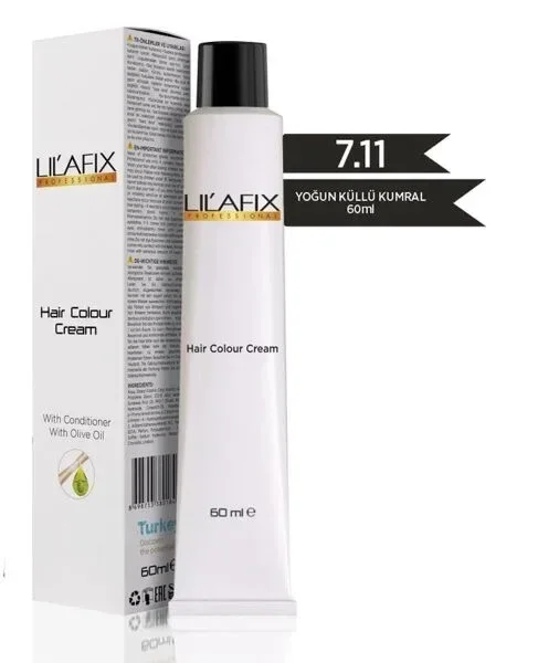 Lilafix Krem Profesyonel Tüp Saç Boyası 60ml - 7.11 Yoğun Küllü Kumral