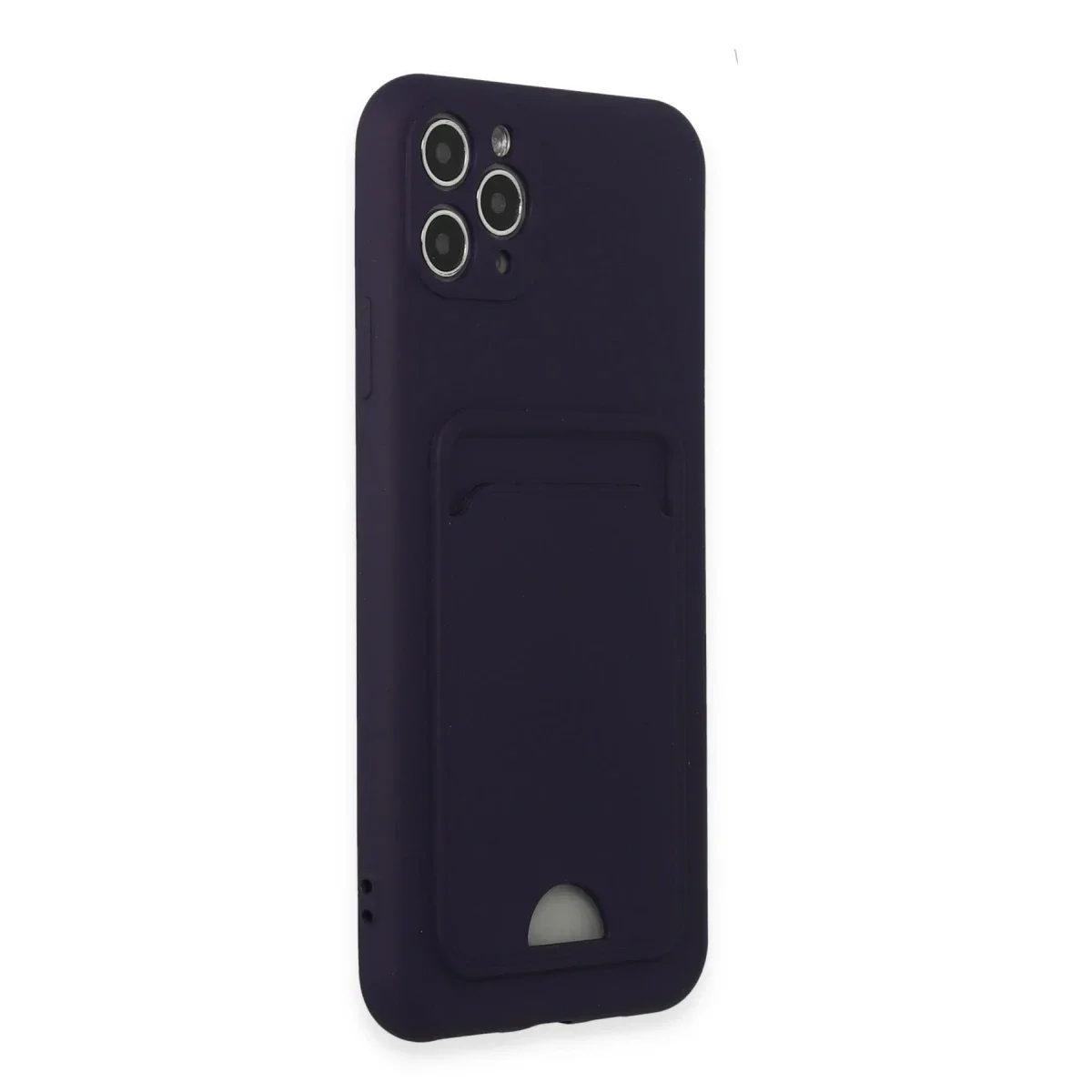 Apple iPhone 11 Pro Max Kılıf Kelvin Kartvizitli Silikon - Derin Mor görsel 2