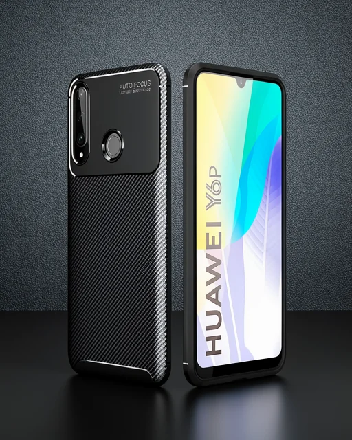 Huawei Y6p Kılıf Auto Focus Karbon Kapak - Siyah
