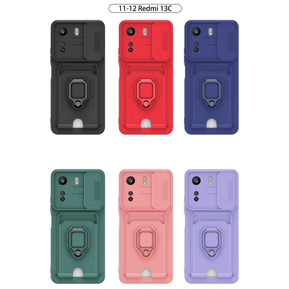 Xiaomi Redmi 13C Kılıf Zuma Kartvizitli Yüzüklü Silikon - Lacivert görsel 5