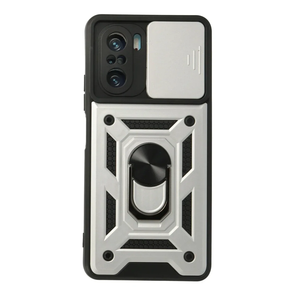 Xiaomi Poco F3 Kılıf Pars Lens Yüzüklü Silikon - Gümüş