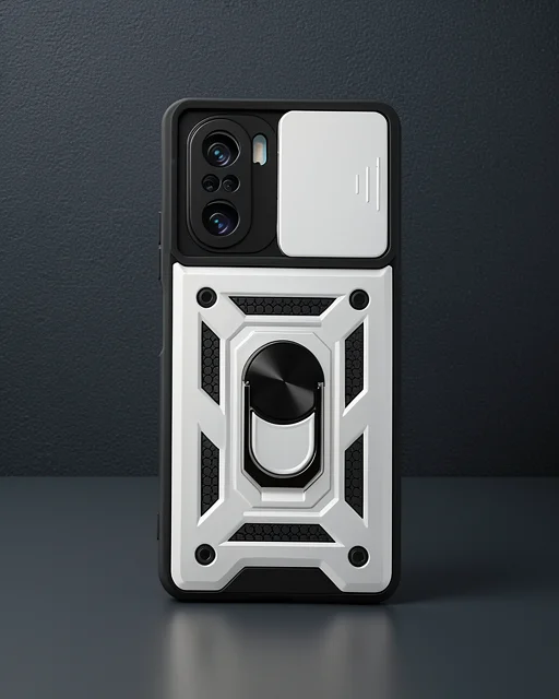Xiaomi Poco F3 Kılıf Pars Lens Yüzüklü Silikon - Gümüş