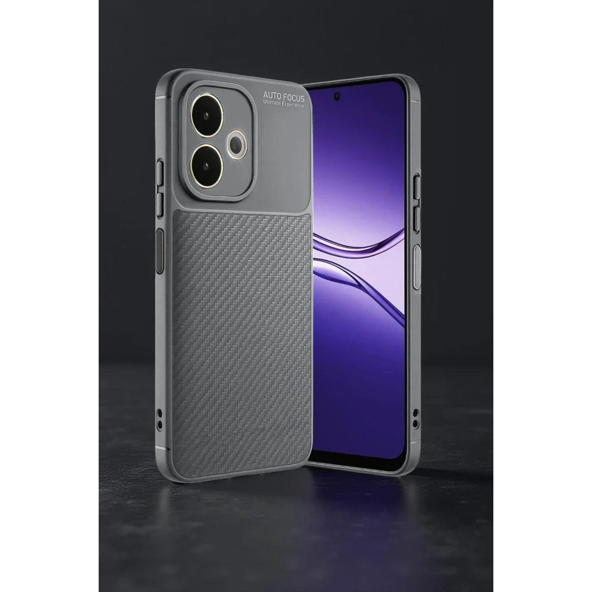 Oppo A5 Pro 4G Kılıf Auto Focus Karbon Kapak - Gri görsel 5