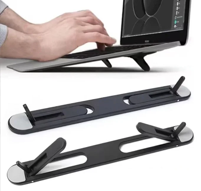 2 Kademeli Katlanabilir ve Yapışkanlı Laptop Standı Siyah görsel 4