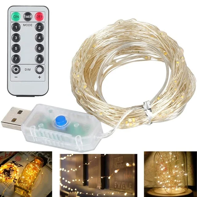 PM-37723 USB Girişli Uzaktan Kumandalı 30 Metre 8 Modlu Günışığı Dekoratif Yılbaşı - Peri Led Işık