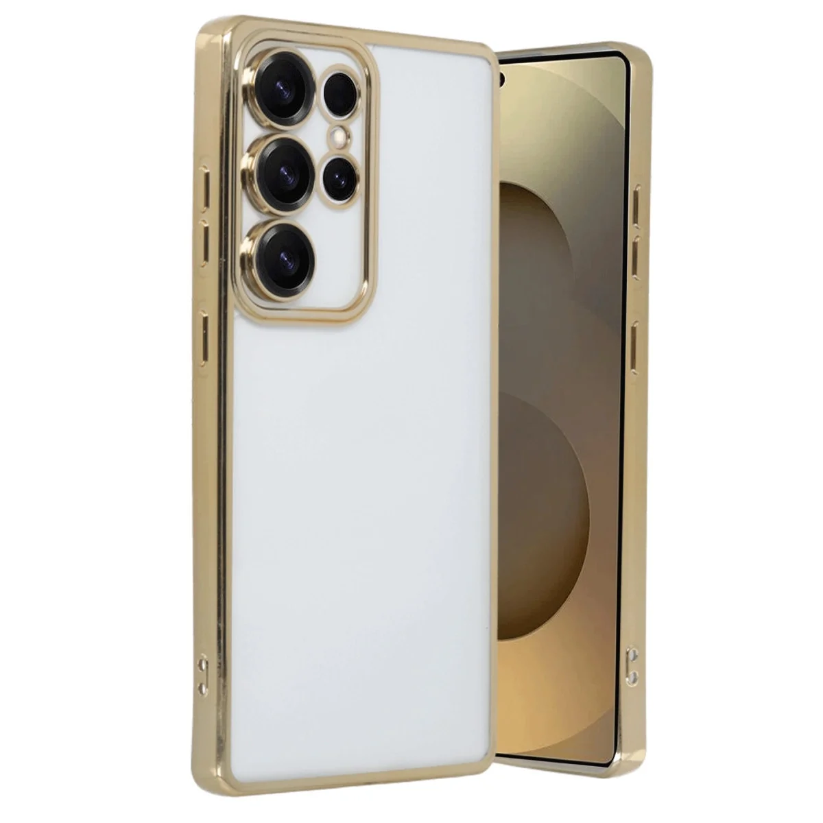 Samsung Galaxy S25 Ultra Kılıf Razer Lensli Silikon - Gold görsel 2