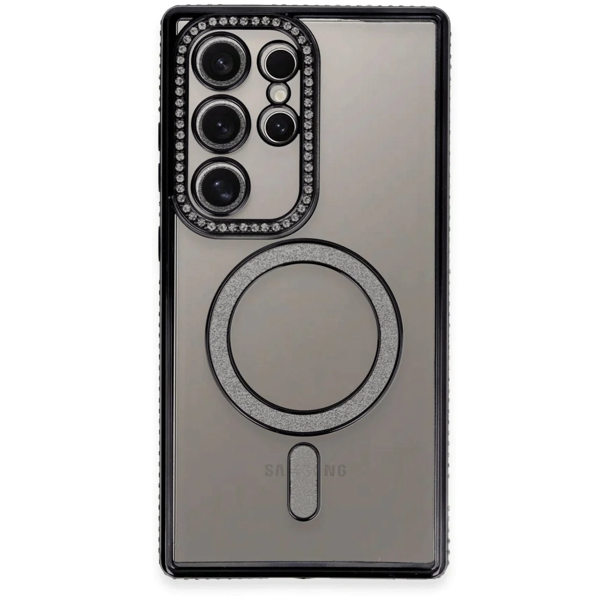 Samsung Galaxy S24 Ultra Kılıf Joke Simli Magneticsafe Kılıf - Siyah görsel 2
