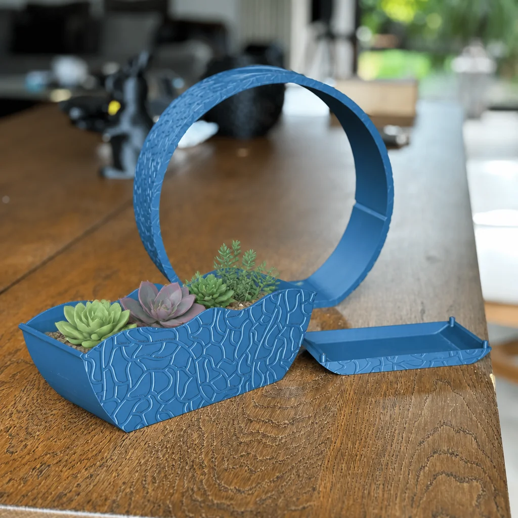 3D Baskı Self-Watering Planter - Kendi Kendini Sulayan Saksı-Mavi görsel 2