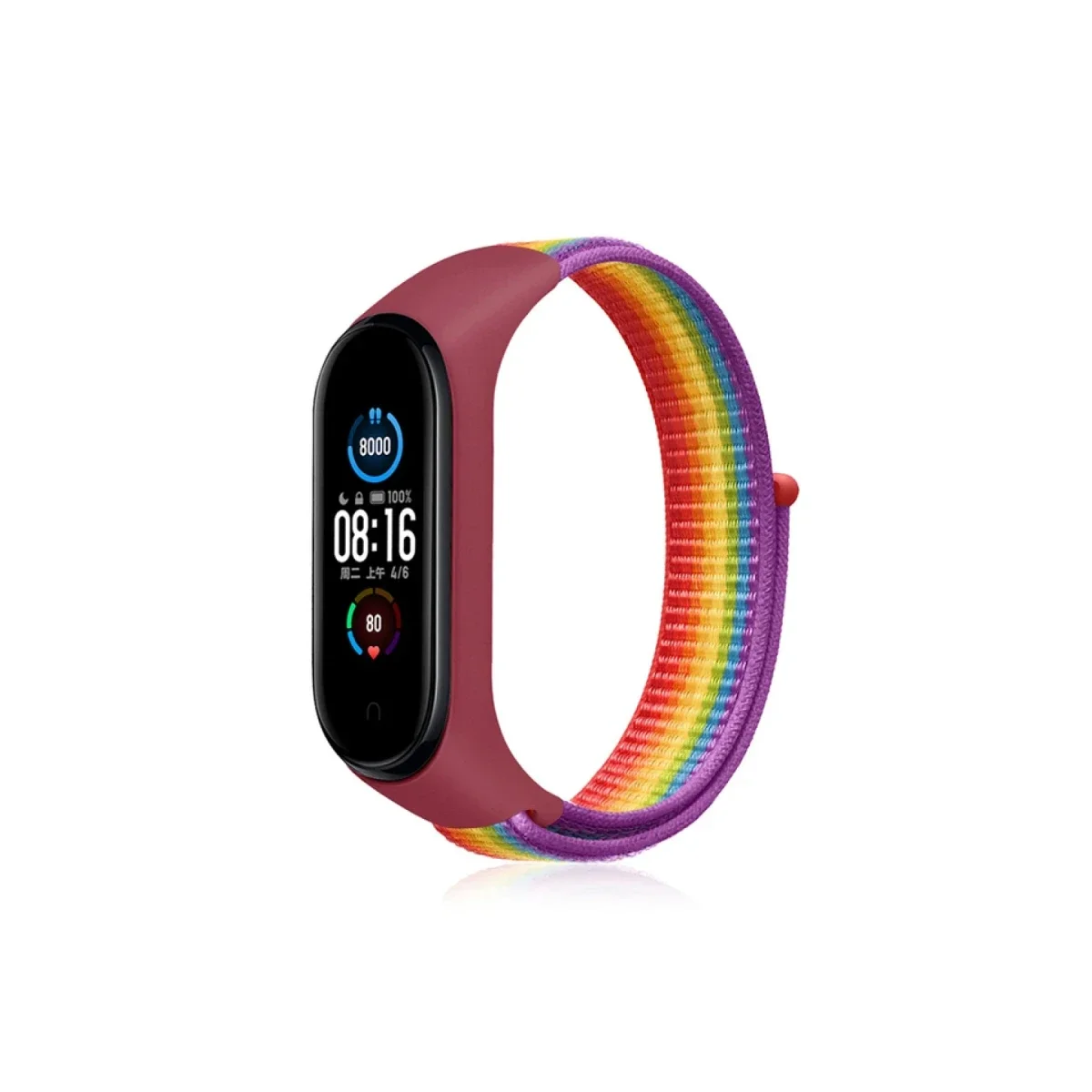 Xiaomi Mi Band 4 Hasırlı Cırtcırtlı Kordon - Gökkuşağı