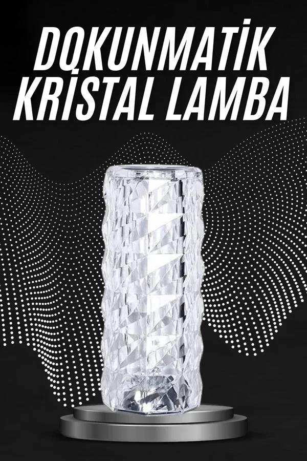 Kristal Lamba Masa Lambası Şarjlı Masa Lambası Dokunmatik Sensör Usb Şarjlı görsel 2