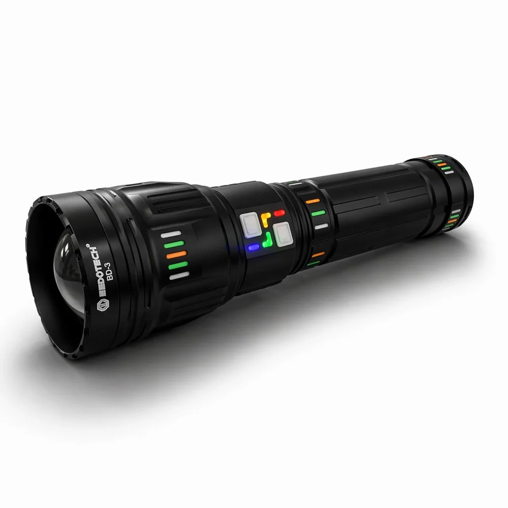 BD-3 60W TG LED Alüminyum Alaşımlı Zoomlu Type-C Renkli Pil Göstergeli Şarjlı El Feneri