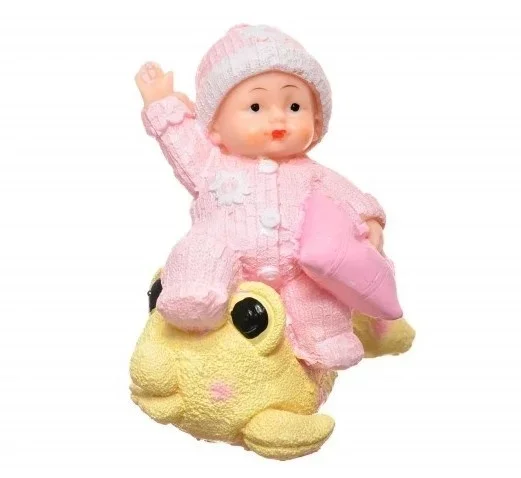 Decotown Hediyelik Sevimli Pembe Bebek Biblo Polyester Süs Eşyası görsel 2