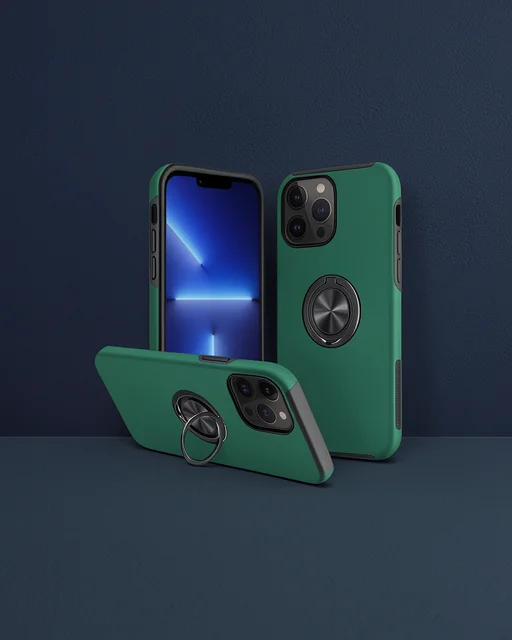 Apple İphone 13 Pro Kılıf Elit Yüzüklü Kapak - Yeşil