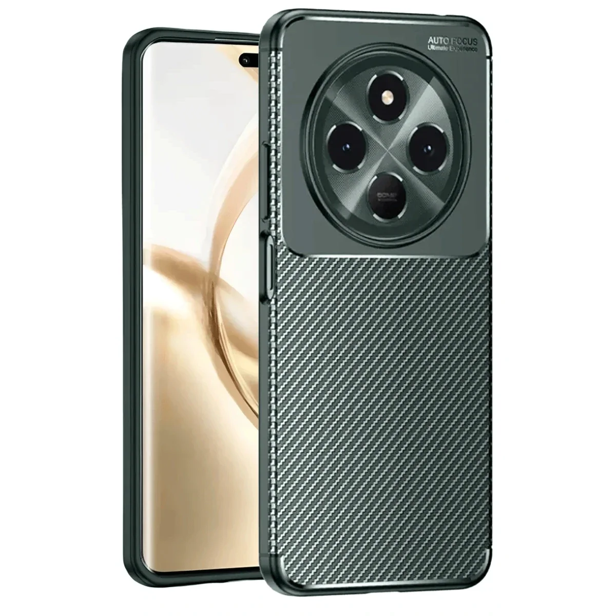 Tecno Spark 30 Kılıf Auto Focus Karbon Kapak - Koyu Yeşil