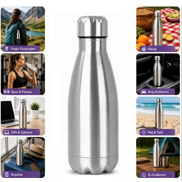SN-25712 Şişe Tipi 750 Ml. Paslanmaz Çelik Termos