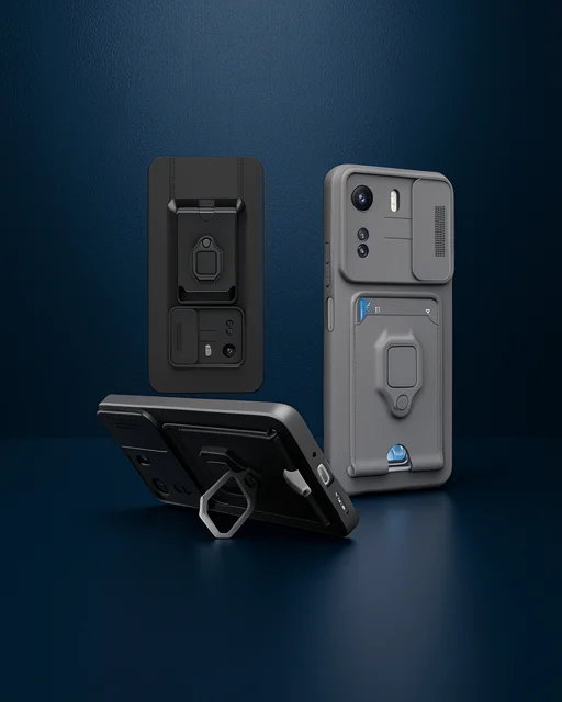 Xiaomi Redmi 13c Kılıf Zuma Kartvizitli Yüzüklü Silikon - Siyah