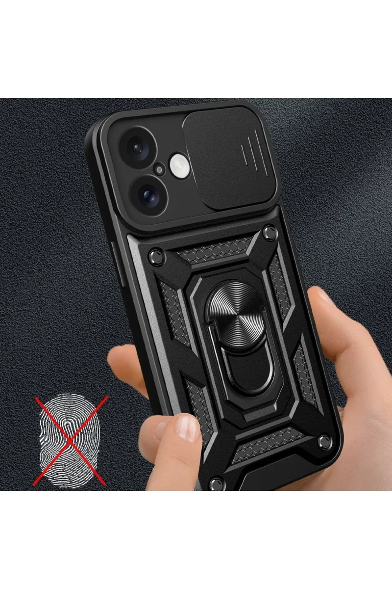 Apple iPhone 16 Kılıf Pars Lens Yüzüklü Silikon - Lacivert görsel 3